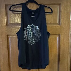 Elegant Black Tank Top with Silver Design